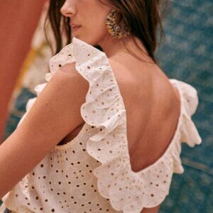 NWT White/Ecru Sezane Gold Blouse